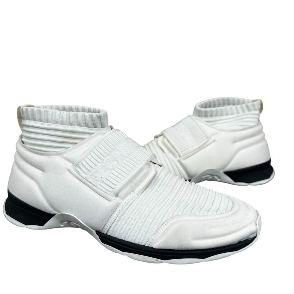 Chanel Sneakers Womens 11.5 White Stretch Fabric Sock Sneaker
